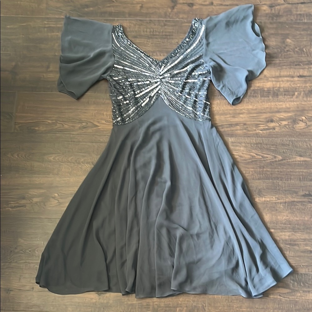 Elegant J Kara Gray Evening Dress
